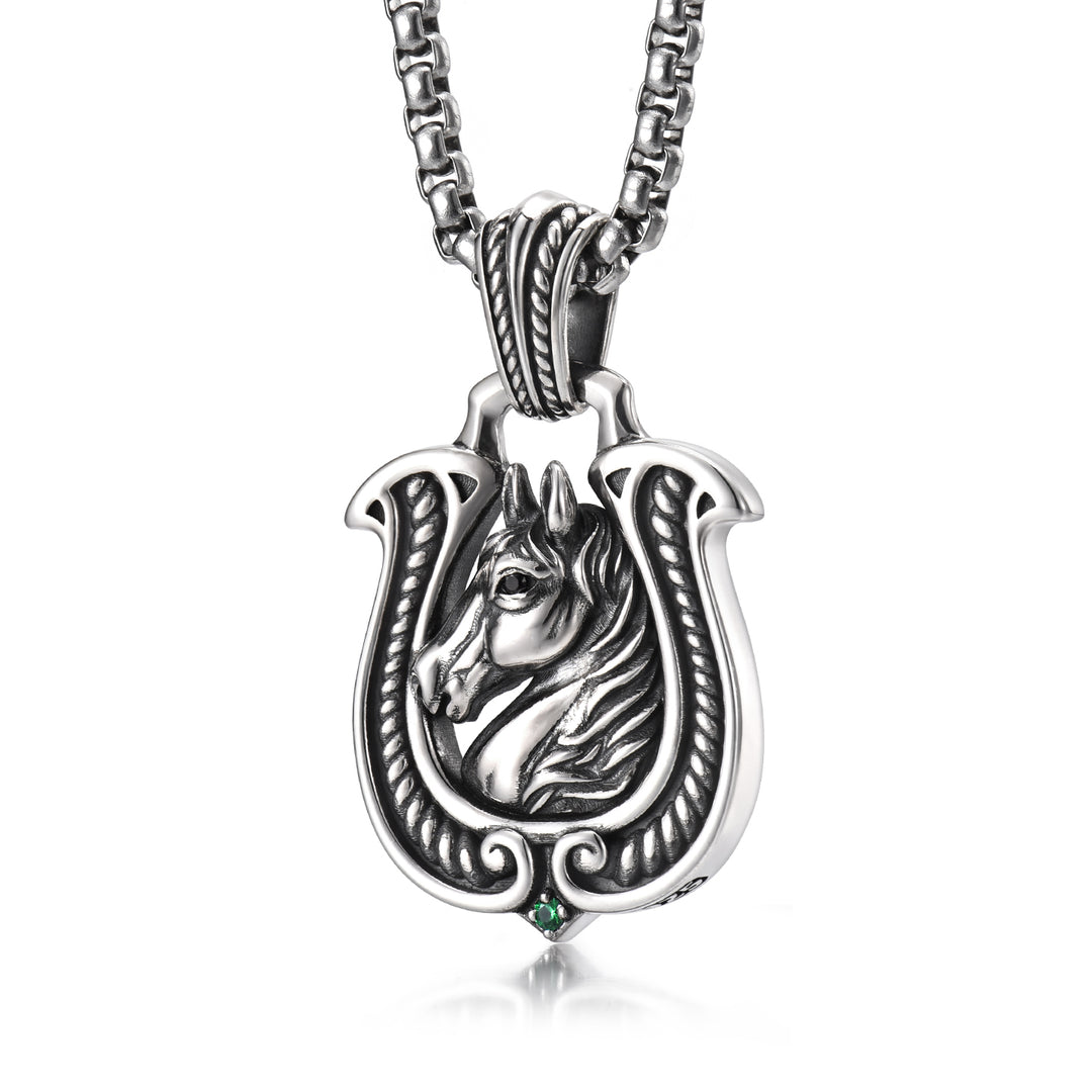 Vintage Horse & Horseshoe Pendant