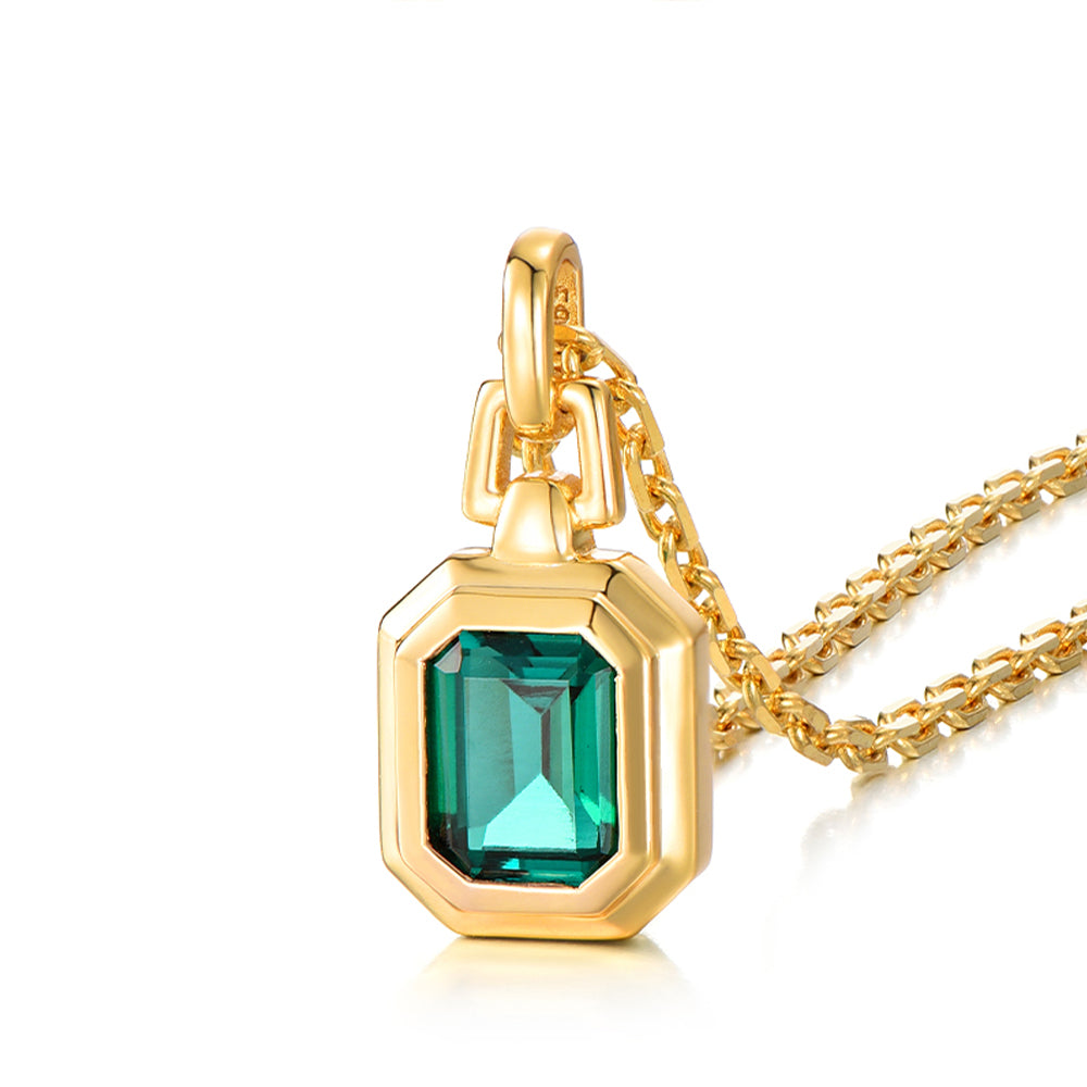 Golden Time Baguette Pendant Necklace