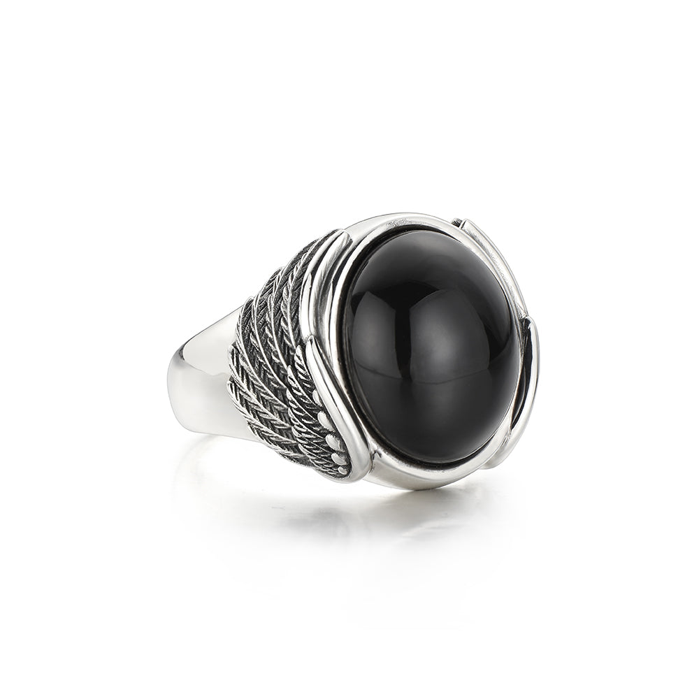 Vintage Wing of Black Onyx Signet Ring