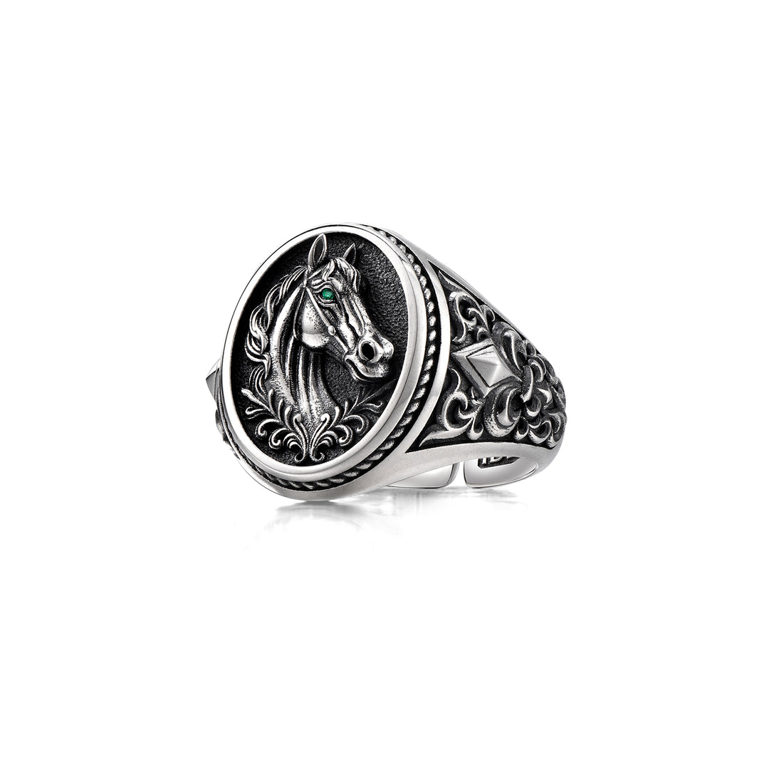 Vintage Fleur-De-Lis Horse Signet Ring
