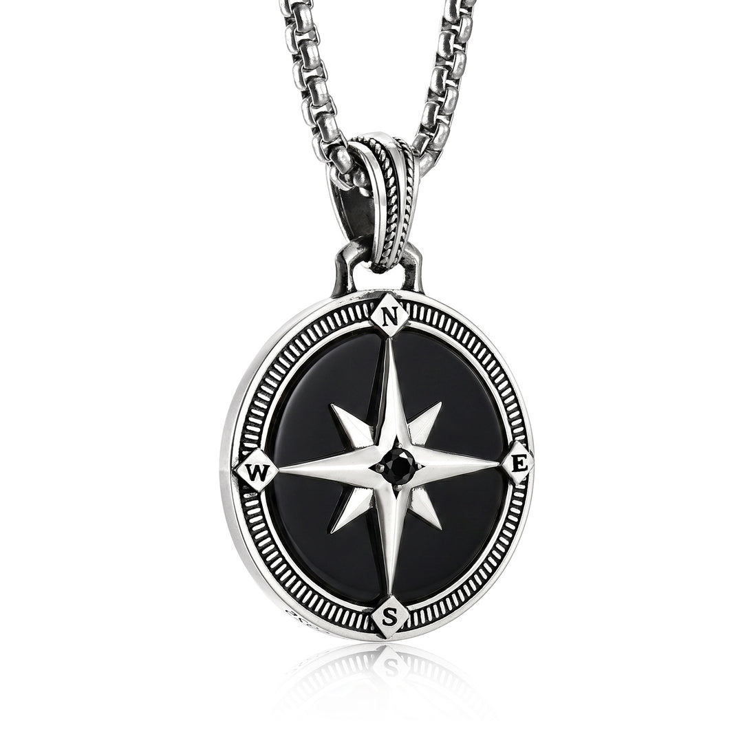 Vintage Black Compass Pendant
