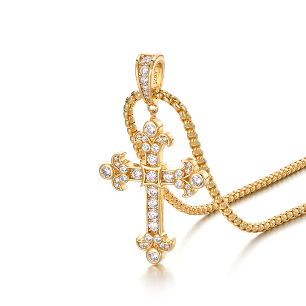 Golden Icedout Syrian Cross Pendant