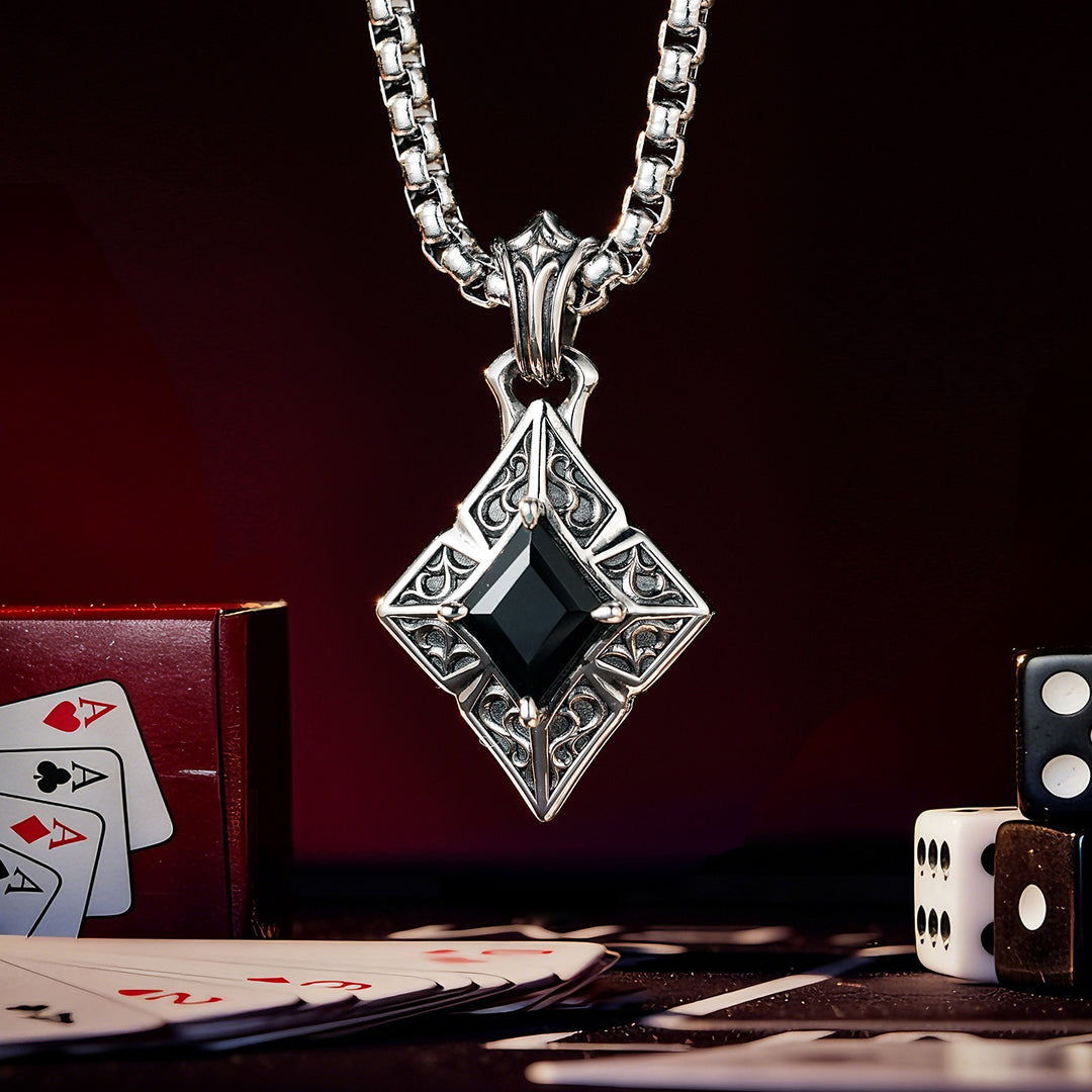 Vintage Black Gem Diamond Suit Pendant