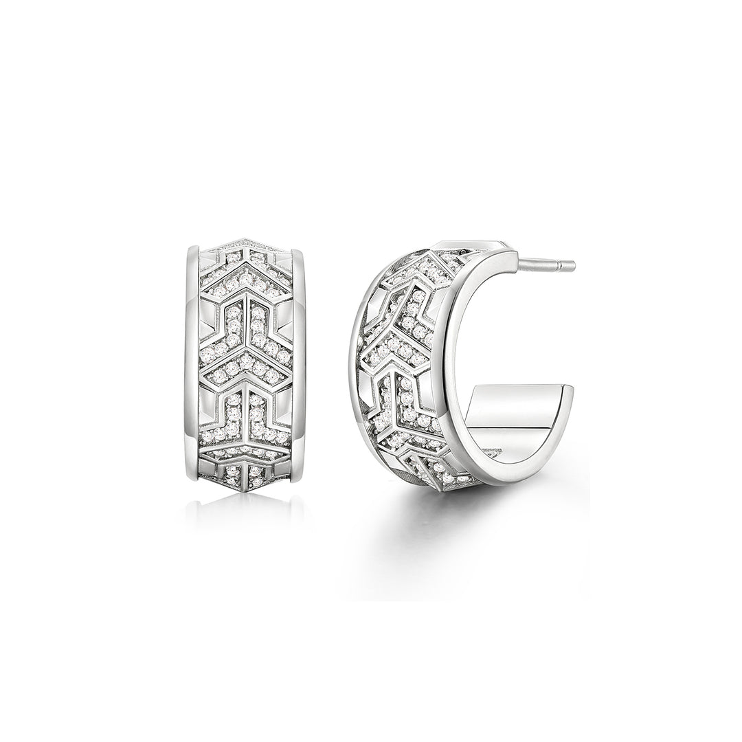 Reverse Iced Out Single Row Armor Hoop Earrings