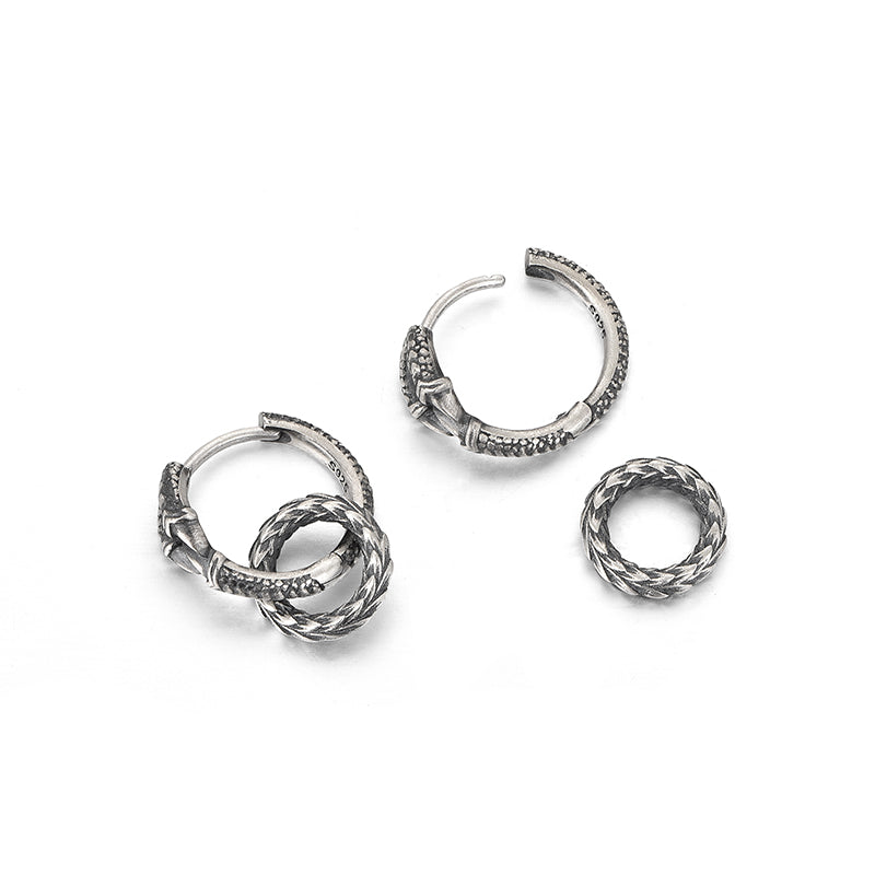 Vintage Dragon Claw & Scale Hoop Earrings
