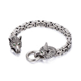 Viking Fenrir Wolf Head Byzantine Bracelet