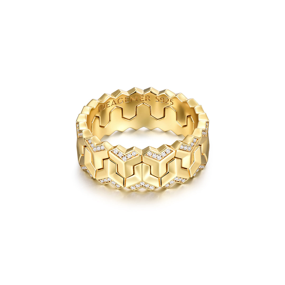 Iced Twin Row Mountain Armor Ring
