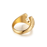 Solid Hand Carved Horseshoe Ring-18K Gold