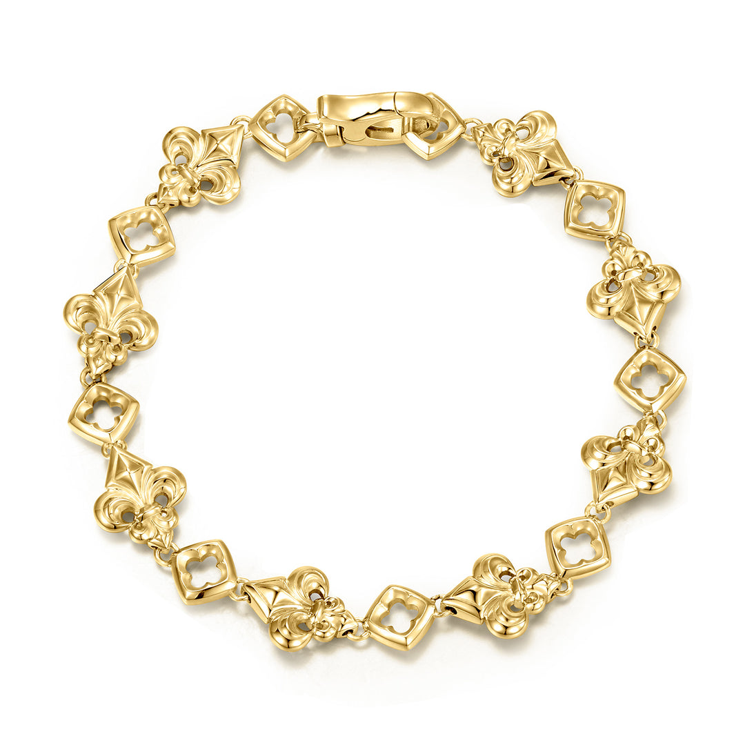 Fleur-De-Lis Iris &amp; Lucky Clover Bracelet