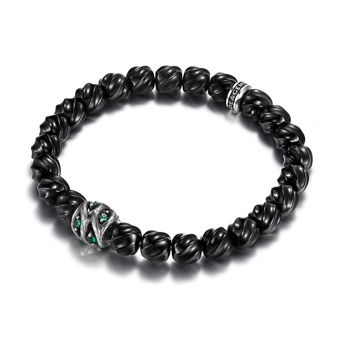 Black Onyx Spiral Thorns Beaded Bracelet