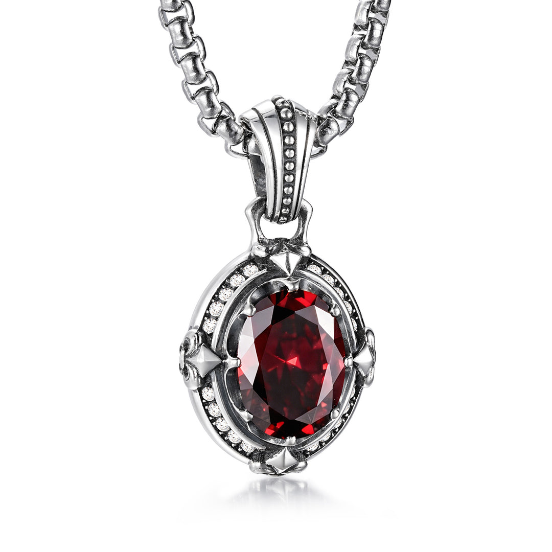 Vintage Ruby Fleur-De-Lis Pendant