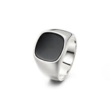 Black Agate Sterling Silver Pinky Rings