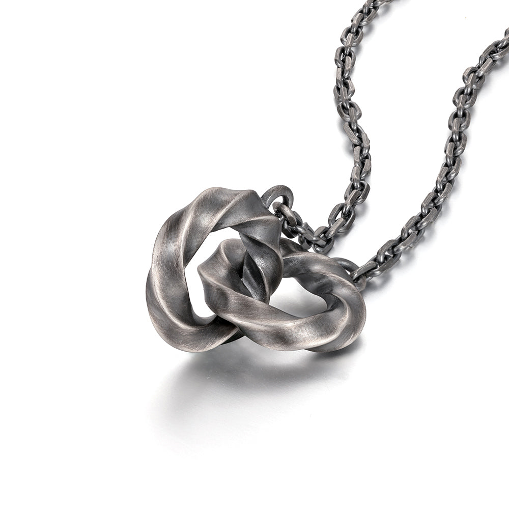 Vintage Double Mobius Hoop Pendant Necklace