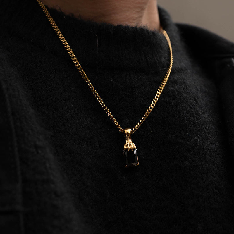 Golden Claw Baguette Pendant Necklace