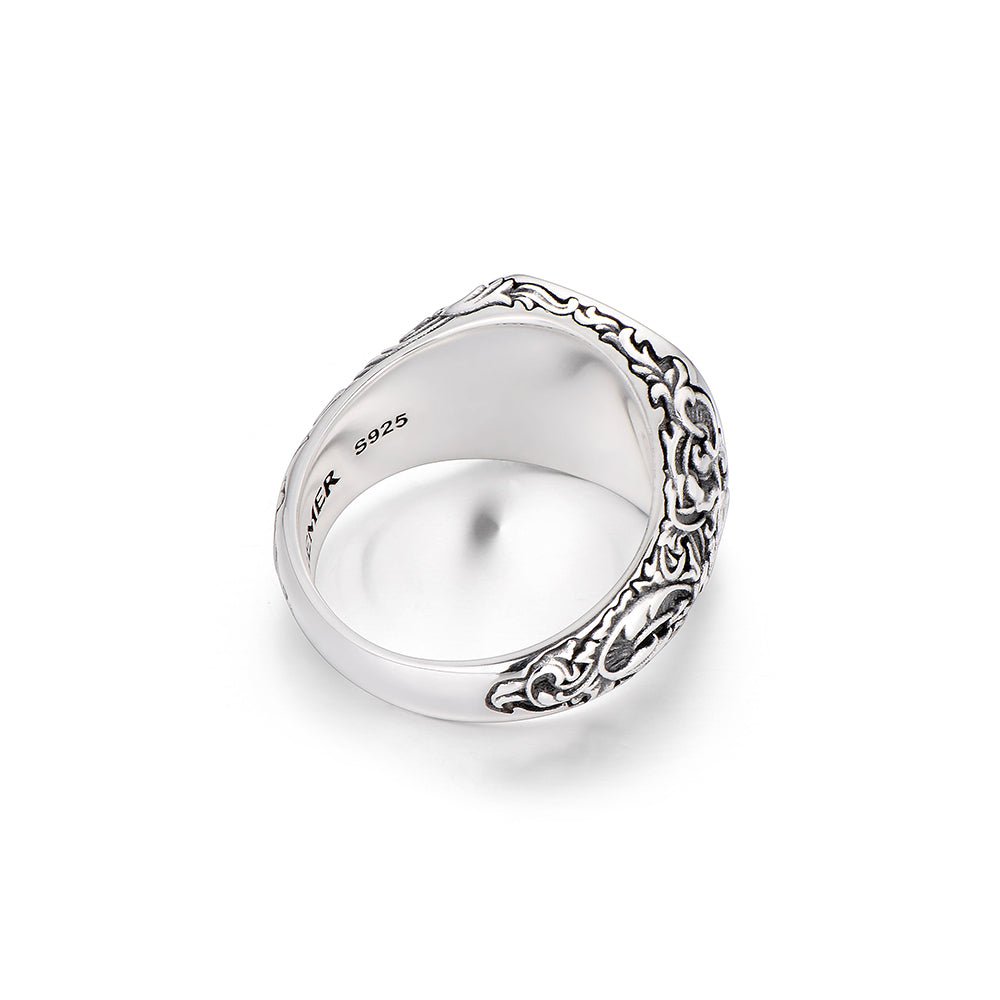 Fleur-De-Lis Black Onyx Signet Ring