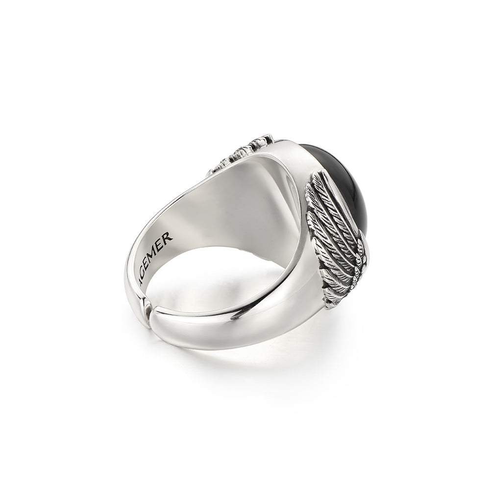 Vintage Wing of Black Onyx Signet Ring