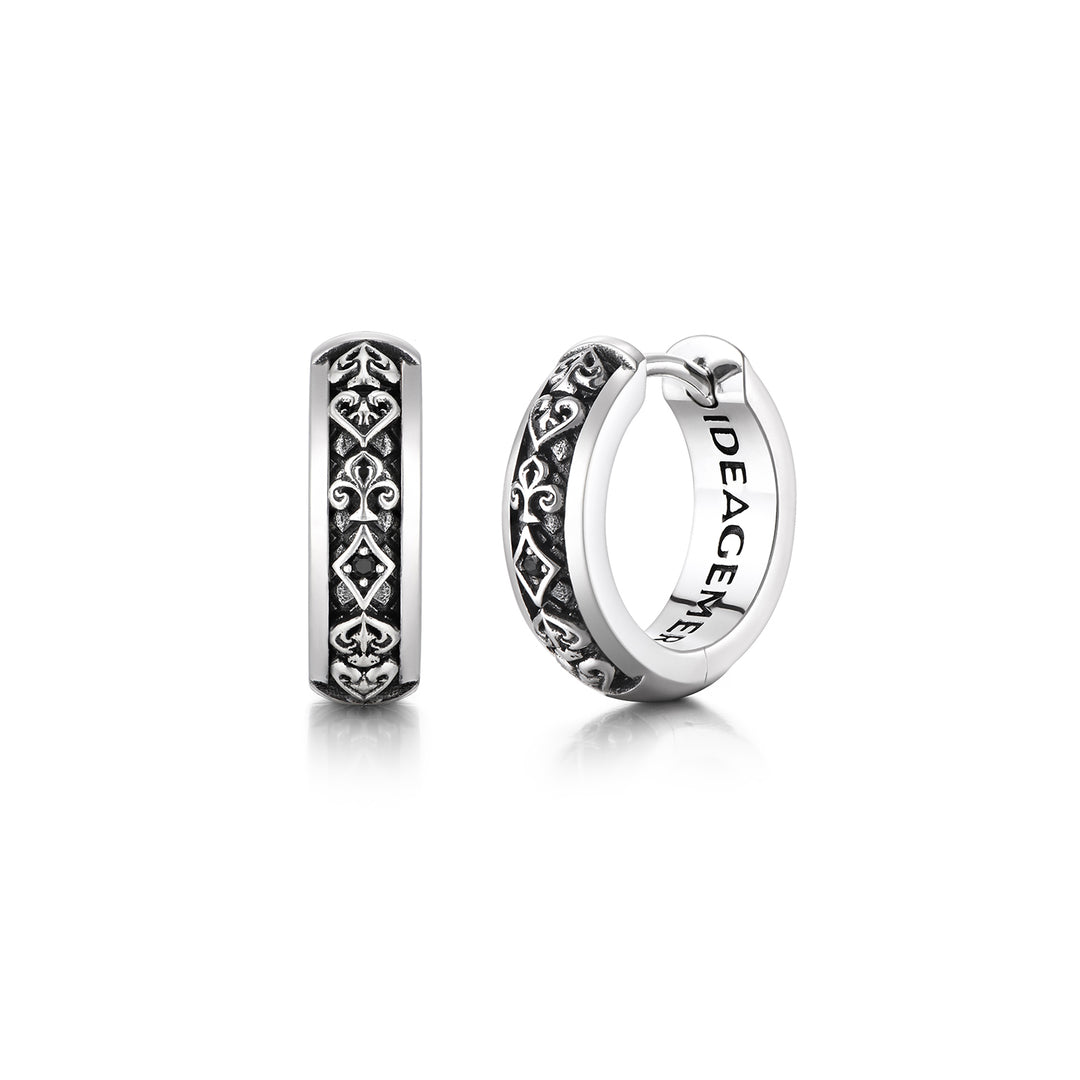 Black Poker Card Hoop Earrings