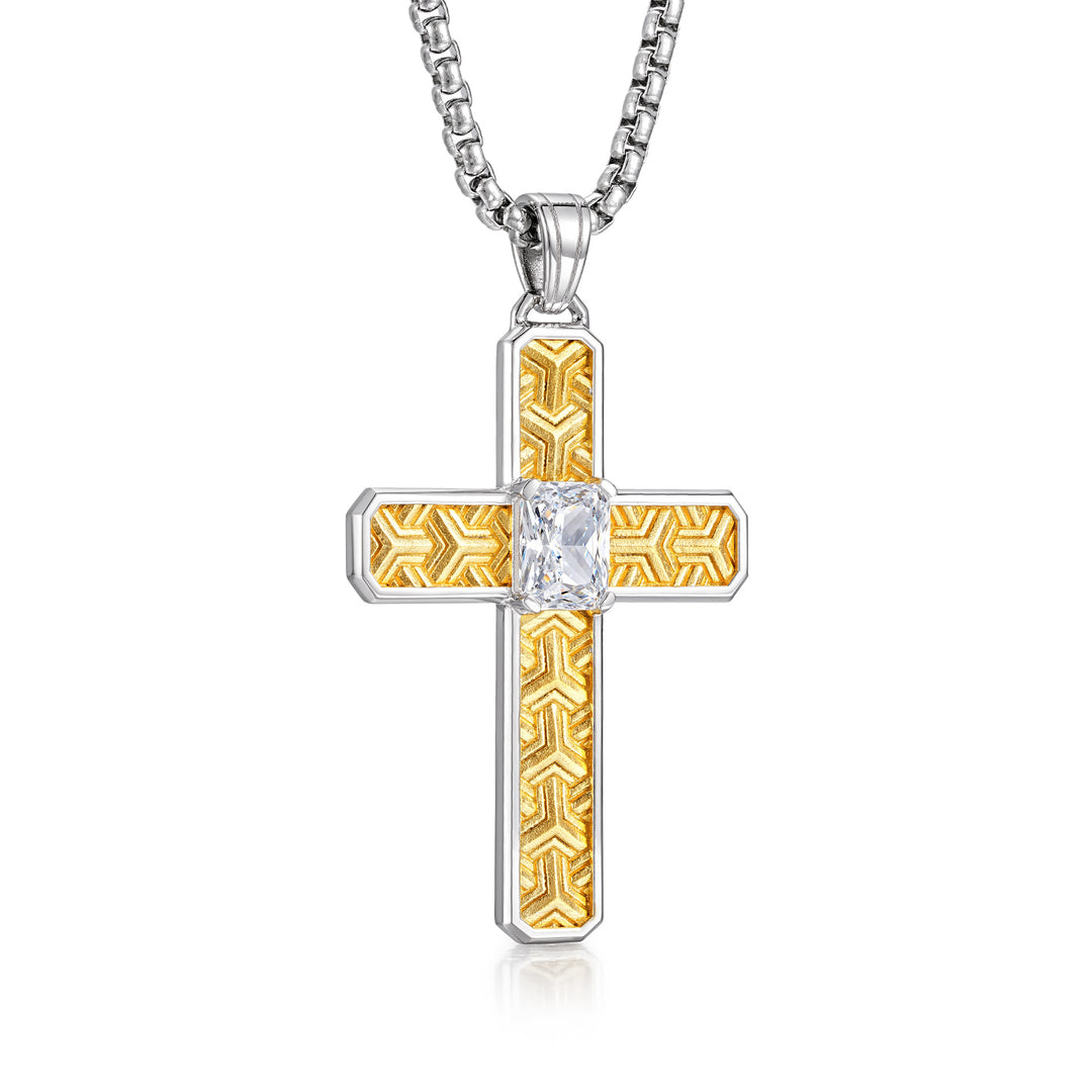 Two-Tone Sovereign Armor Cross Pendant