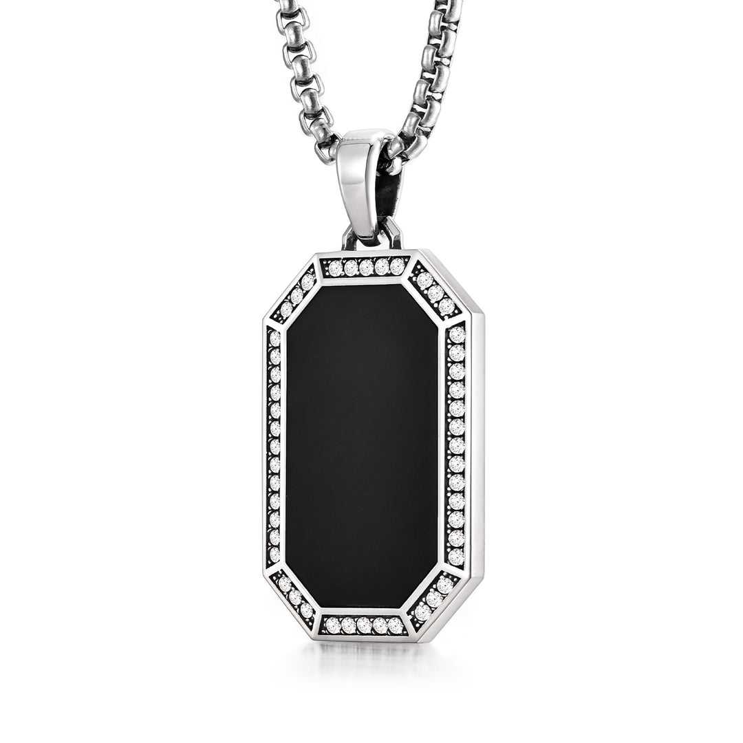 Double Sided Black Armor Tag Pendant