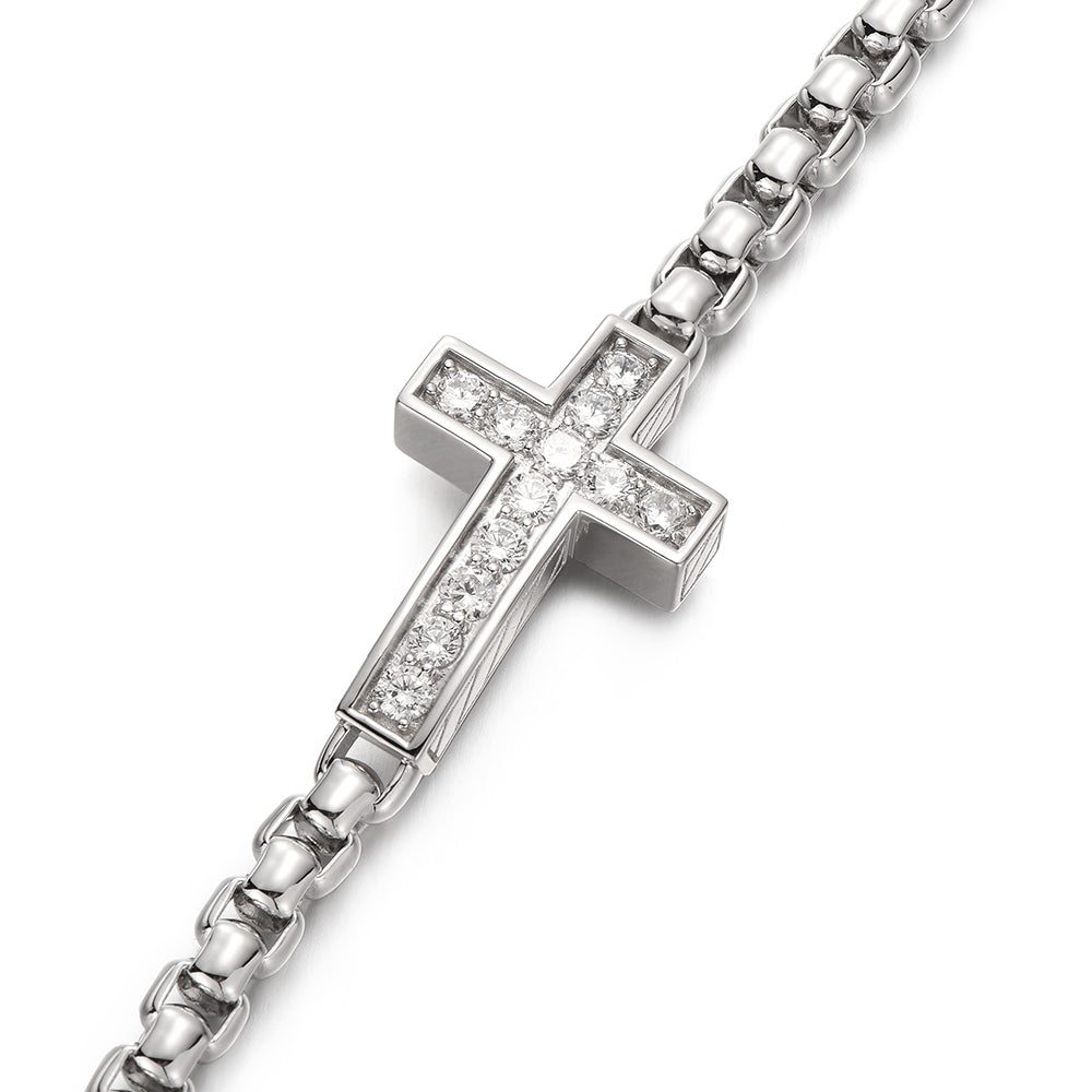 Sterling Silver Zircon Cross Bracelets