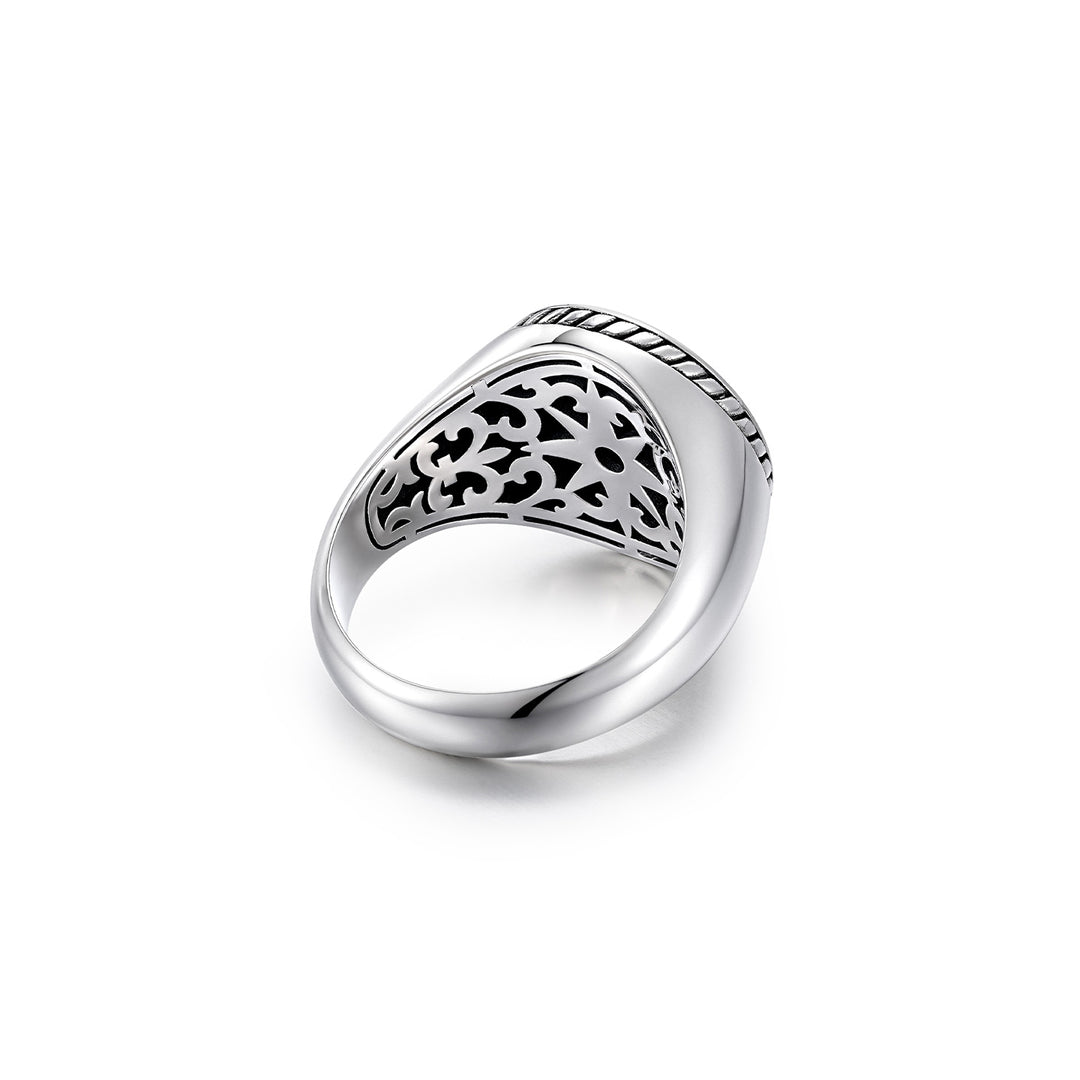 Lapis Lazuli Compass Star Signet Ring