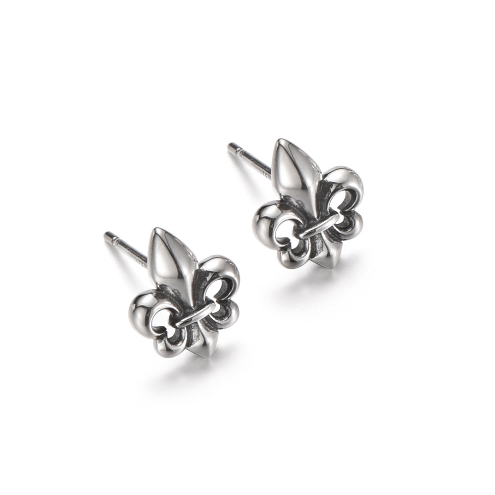 Vintage Fleur De Lis Iris Stud Earrings