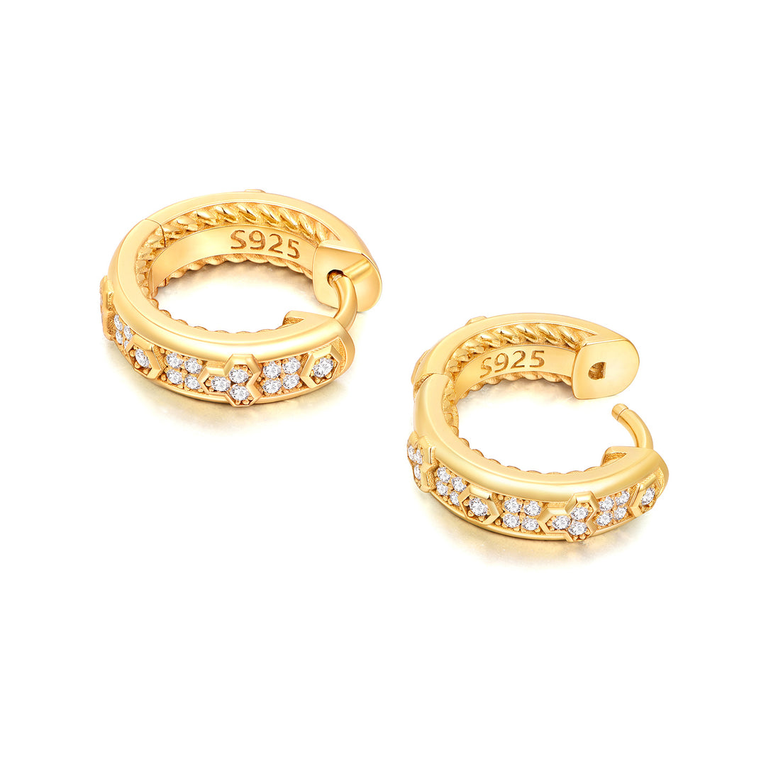 Iced Golden Armor Hoop Earrings