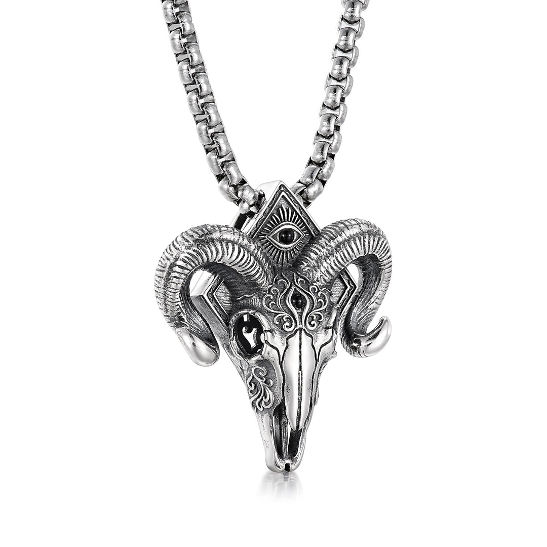 Vintage Sentinel Eye Ram Skull Pendant
