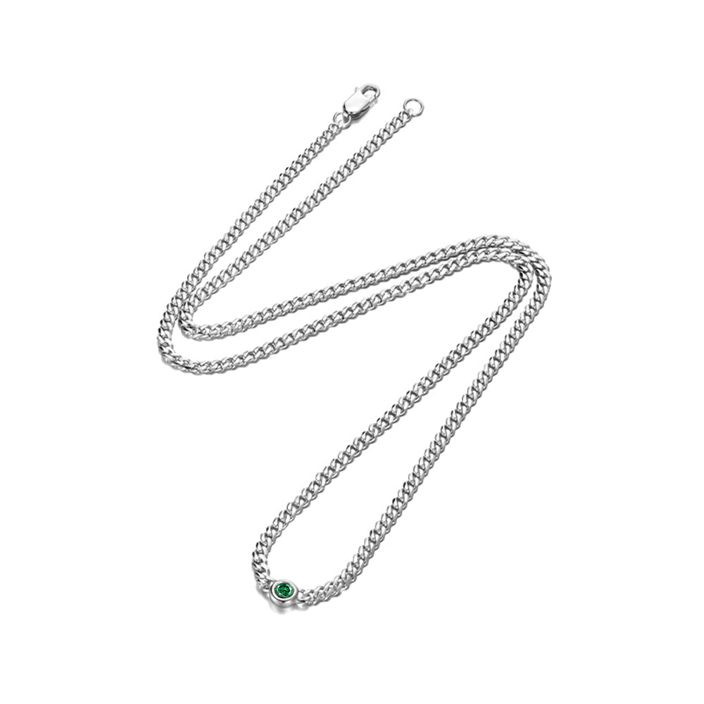 3mm Solo Gem Curb Cuban Link Chain Necklace