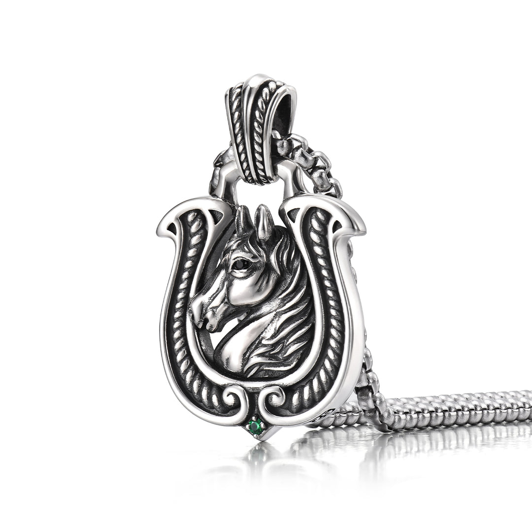 Vintage Horse & Horseshoe Pendant
