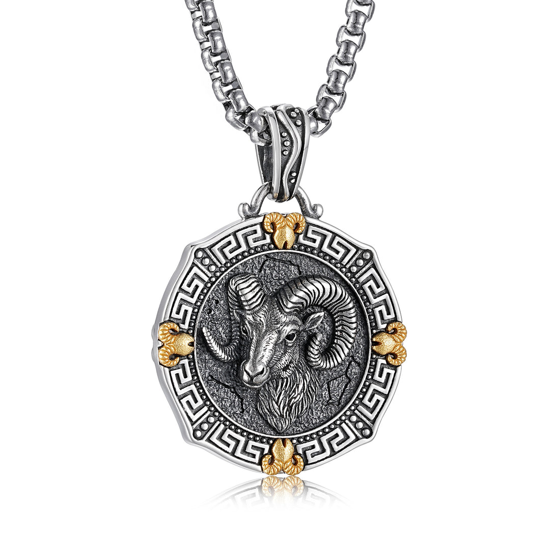 Vintage Sovereign Ram Medallion Pendant