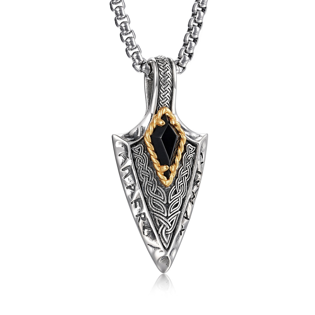 Vintage Runic Guardian Arrowhead Pendant