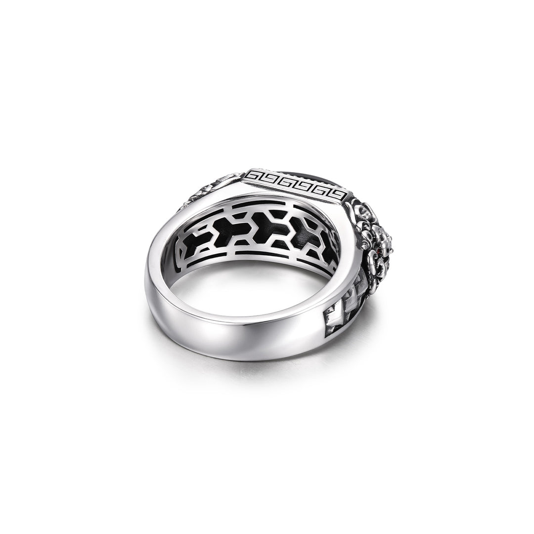 Vintage Guardian Beast Black Onyx Armor Ring
