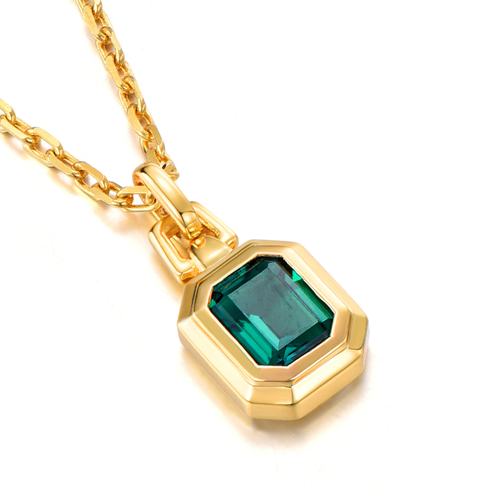 Golden Time Baguette Pendant Necklace
