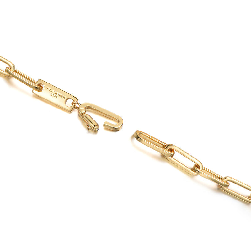 Emerald Gemstone Paper clip Bracelet