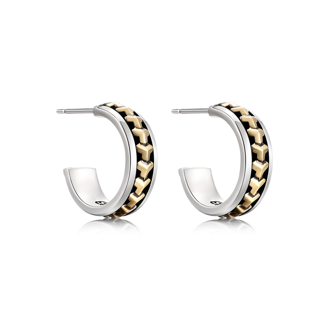 Black Gold Armor Hoop Earrings