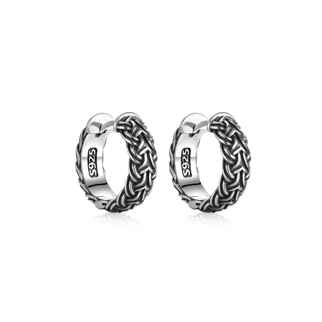 Vintage Braided Wheat Hoop Earrings