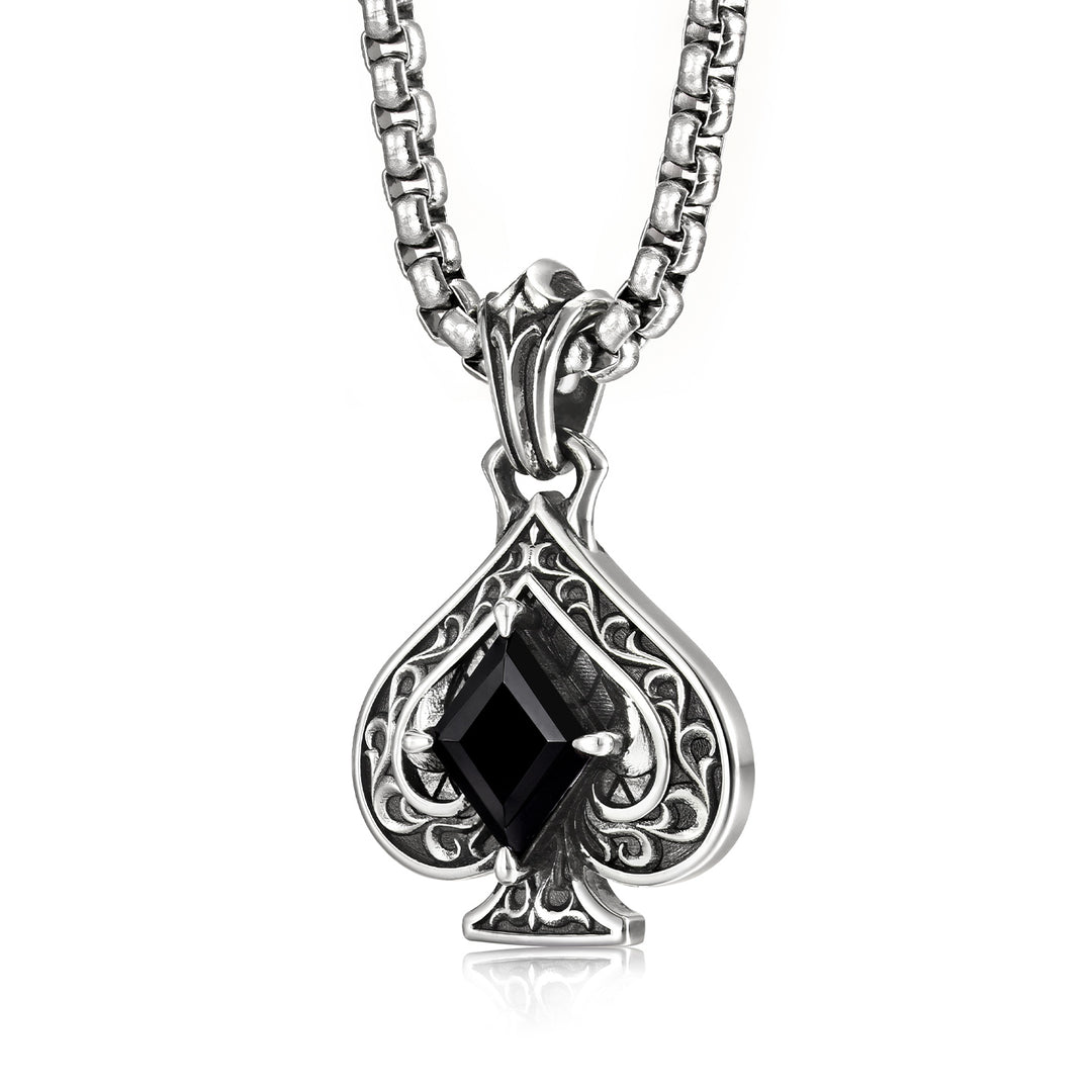Vintage Black Gem Spade Suit Pendant