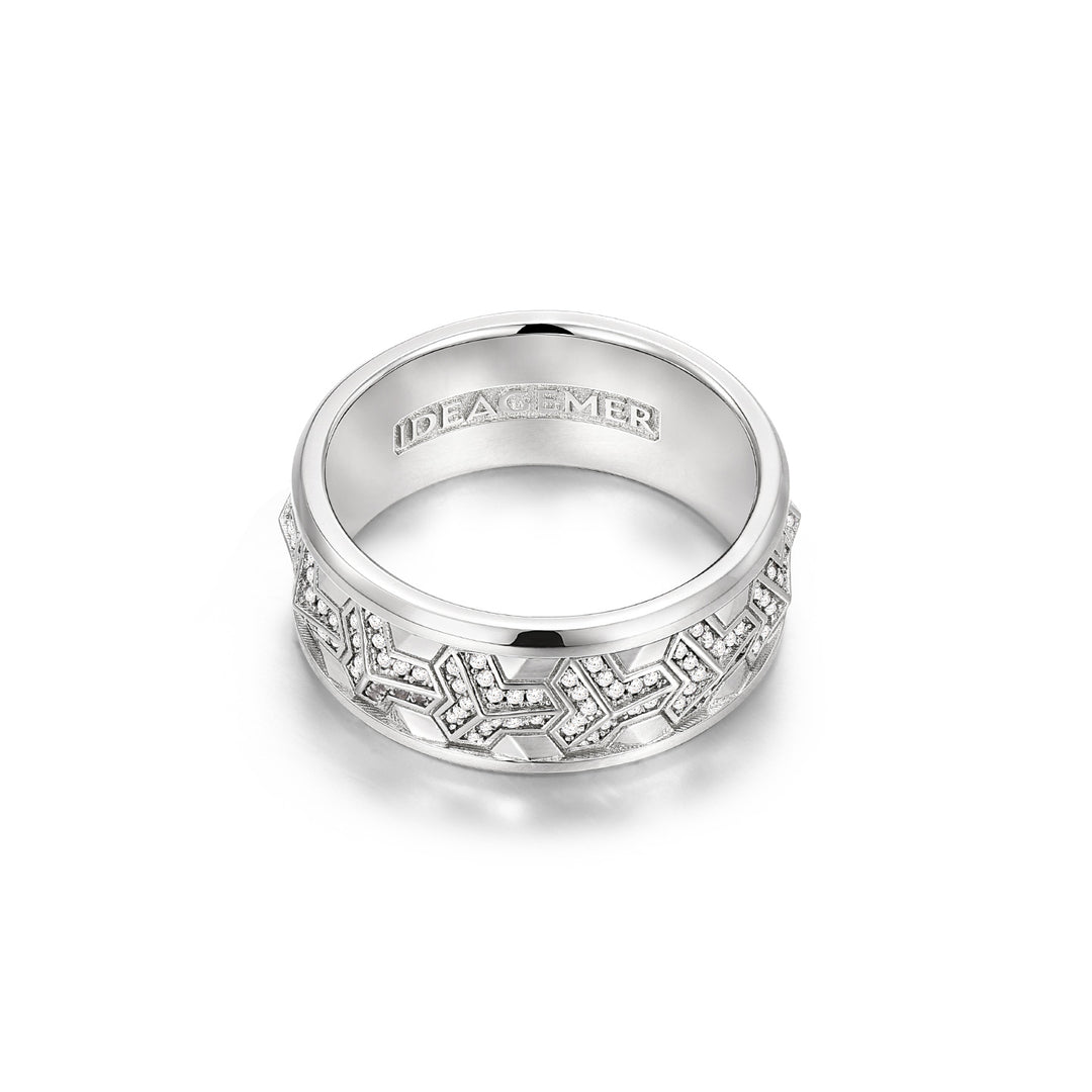 Reverse Iced Out Single Row Armor Ring Band
