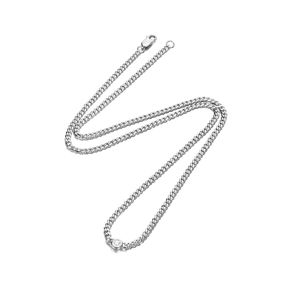3mm Solo Gem Curb Cuban Link Chain Necklace