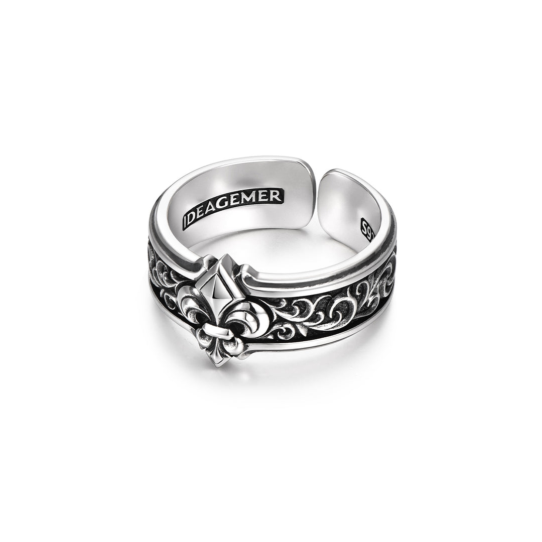 Vintage Fleur De Lis Iris Ring Band
