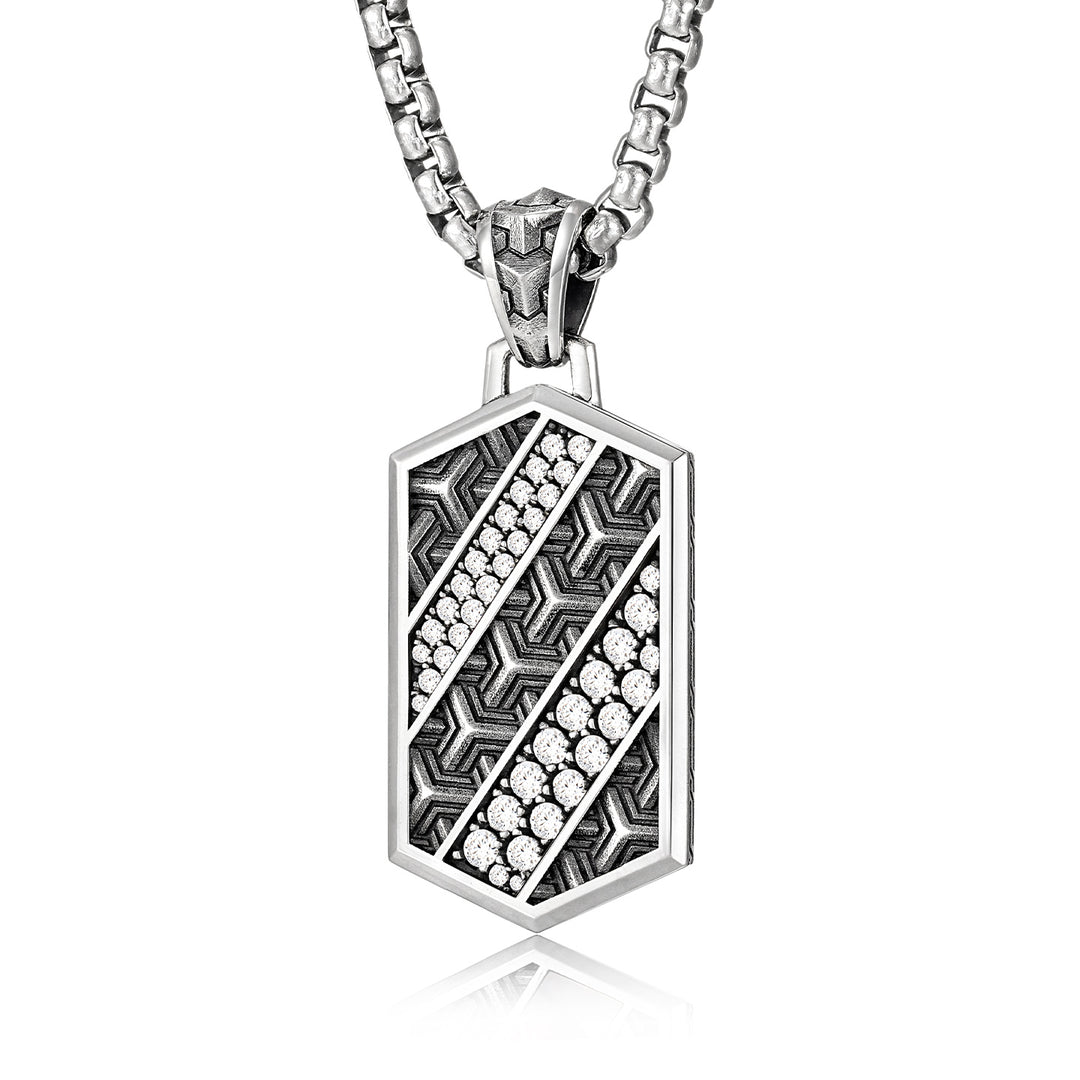 Hexagonal Iced Armor Tag Pendant