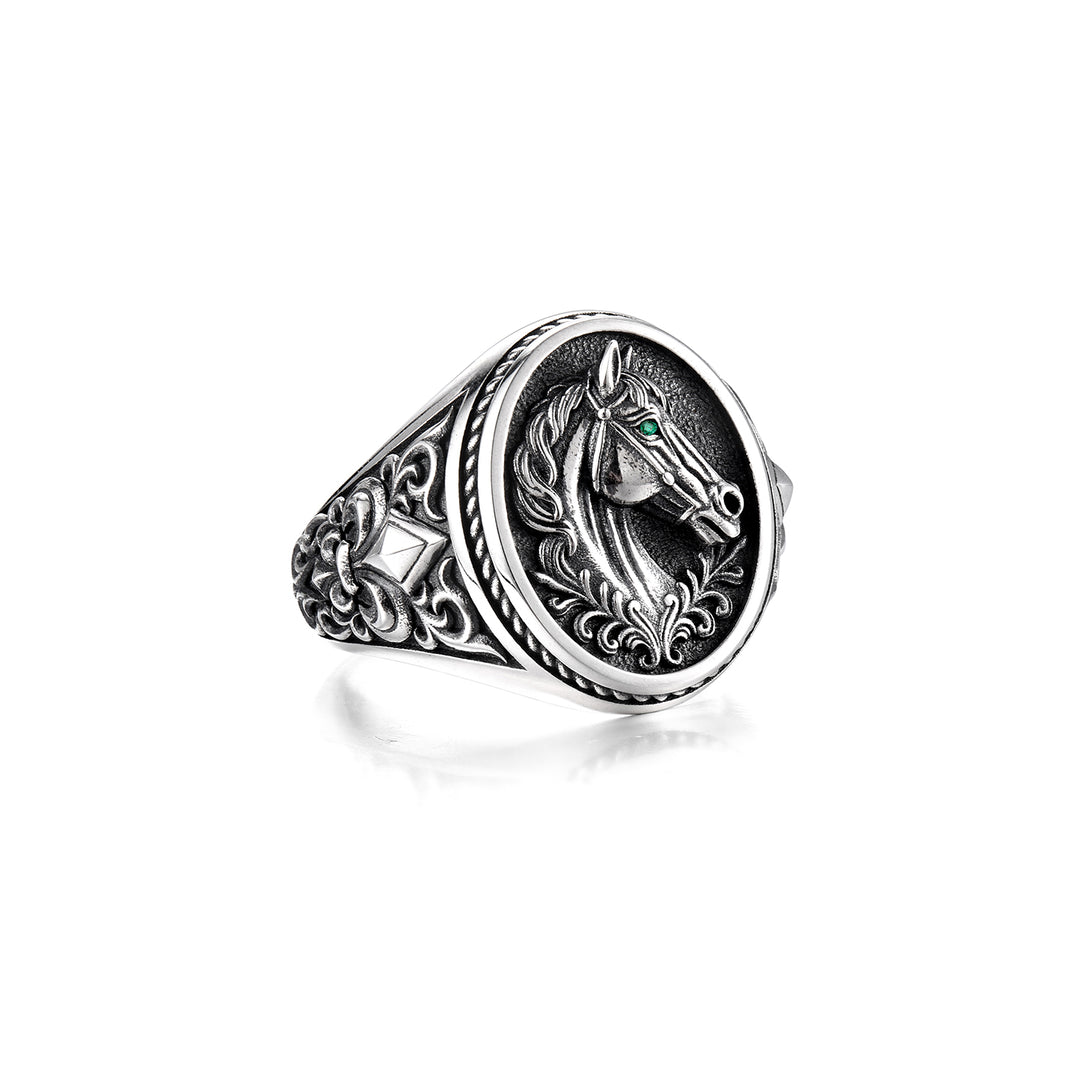 Vintage Fleur-De-Lis Horse Signet Ring