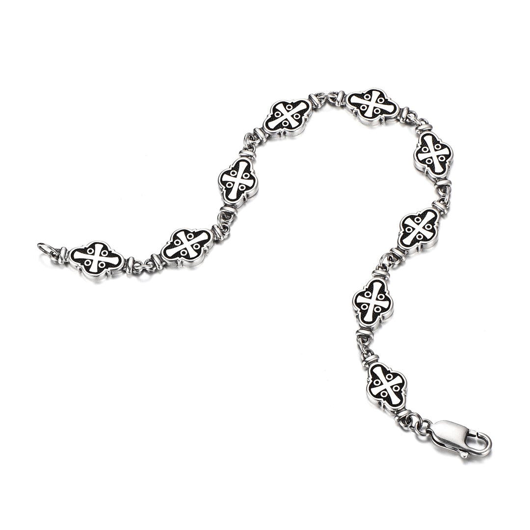 Roman Cross Badge Link Bracelet