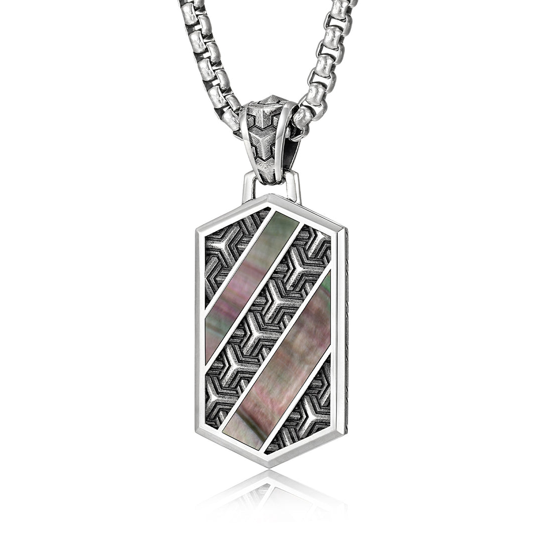 Hexagonal Iridescence Armor Tag Pendant