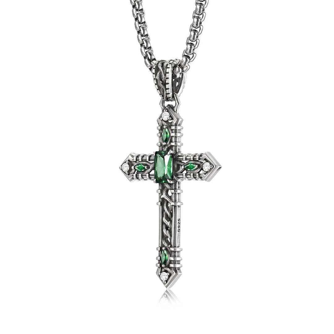 Vintage Verdant Sovereign Briar Cross Pendant
