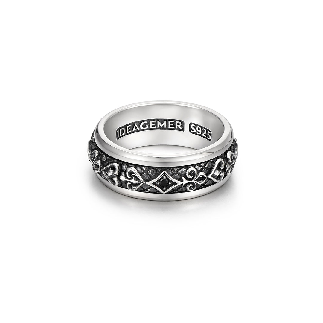 Black Poker Card Spinner Ring Band