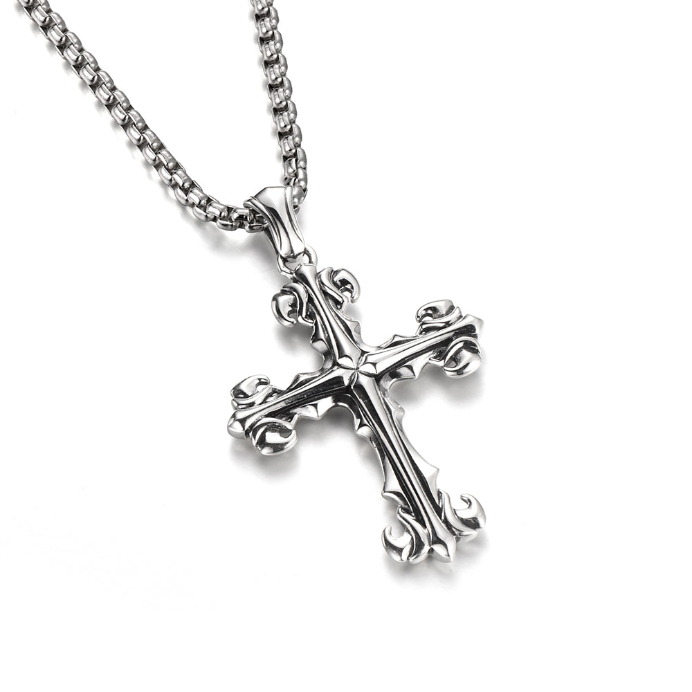 Vintage Lily Cross Pendant