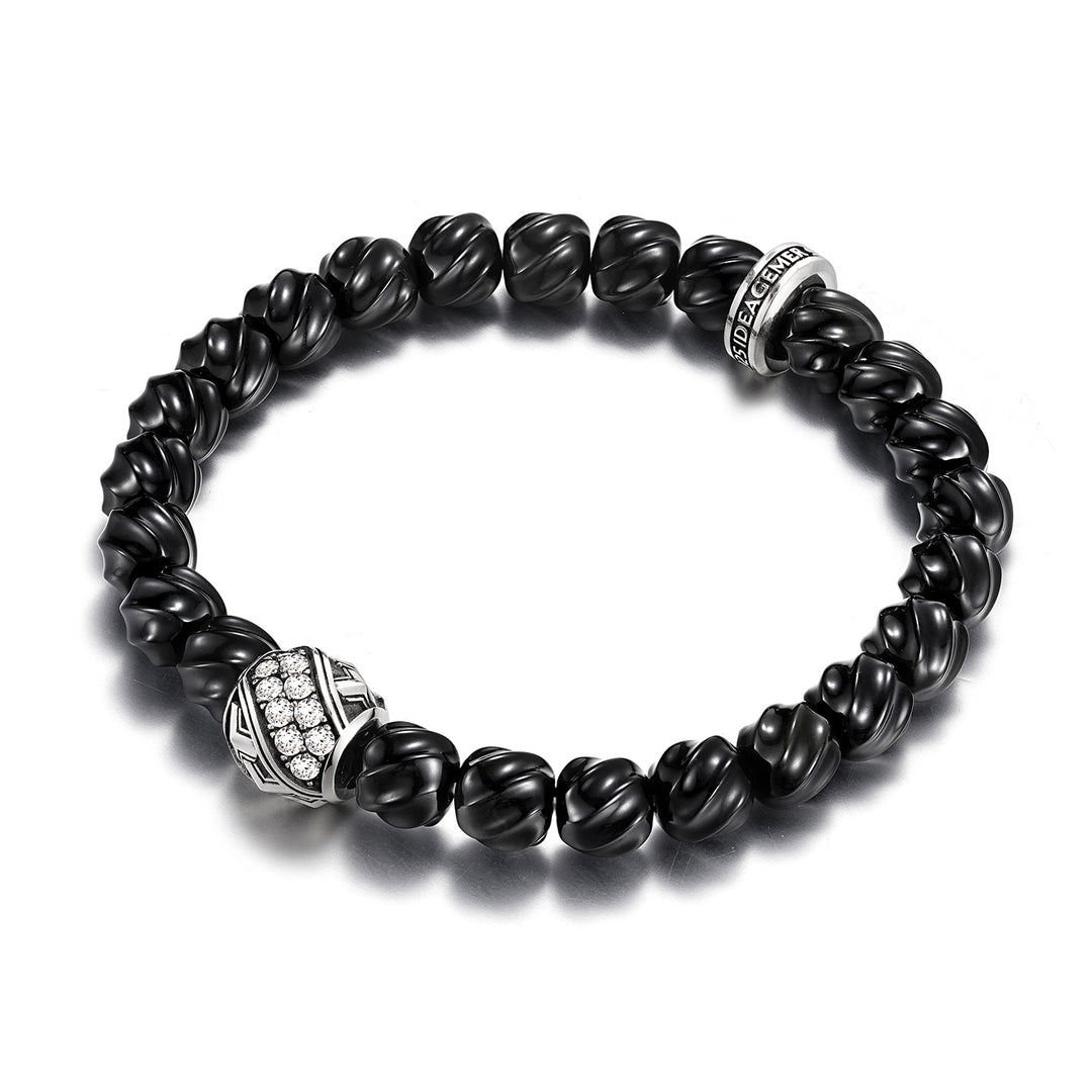Black Onyx Spiral Armor Beaded Bracelet
