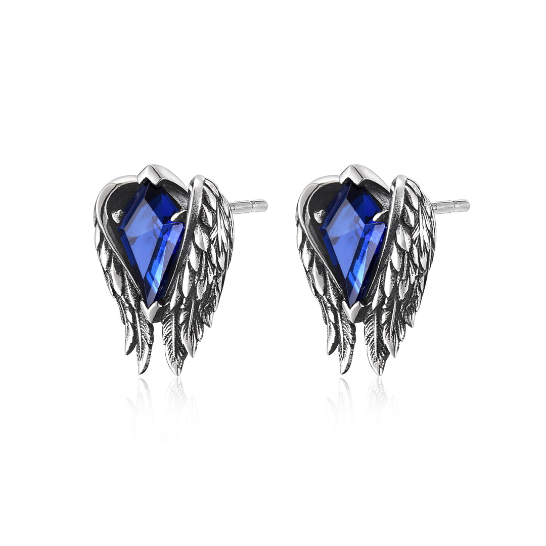 Vintage Sapphire Wings of Freedom Stud Earrings